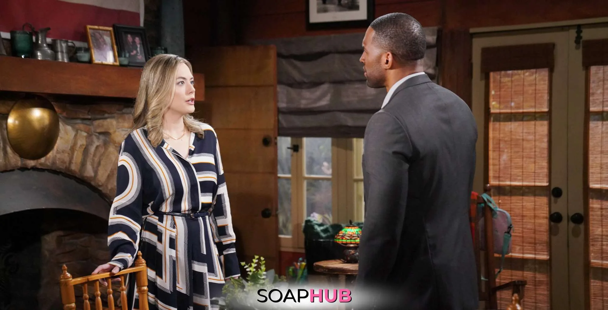 Carter and Hope Bold and the Beautiful with the SoapHub logo.