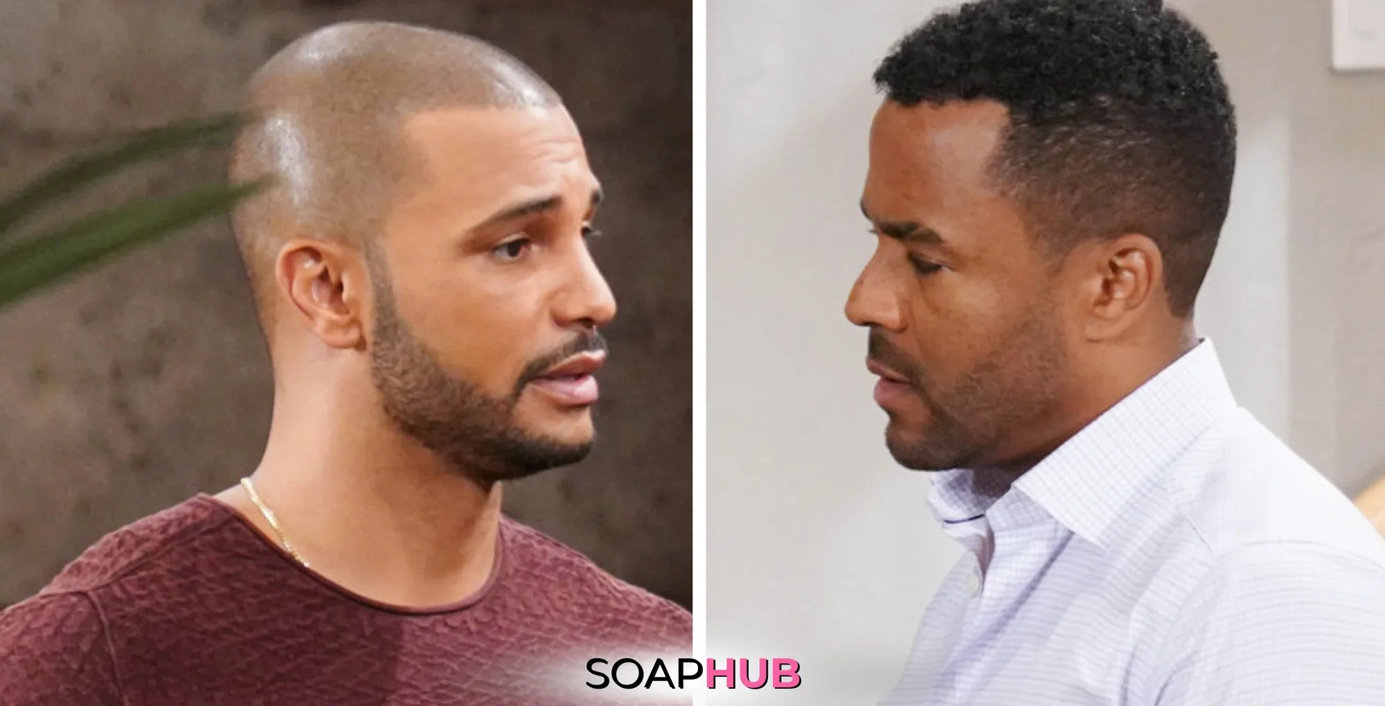 Young and the Restless Spoilers April 15 Holden and Nate with the Soap Hub logo.