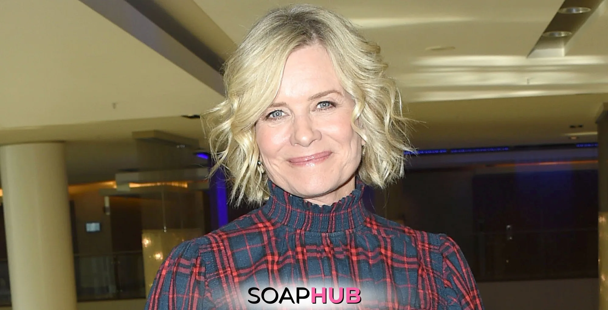 Days of Our Lives' Mary Beth Evans with the Soap Hub logo across the bottom.