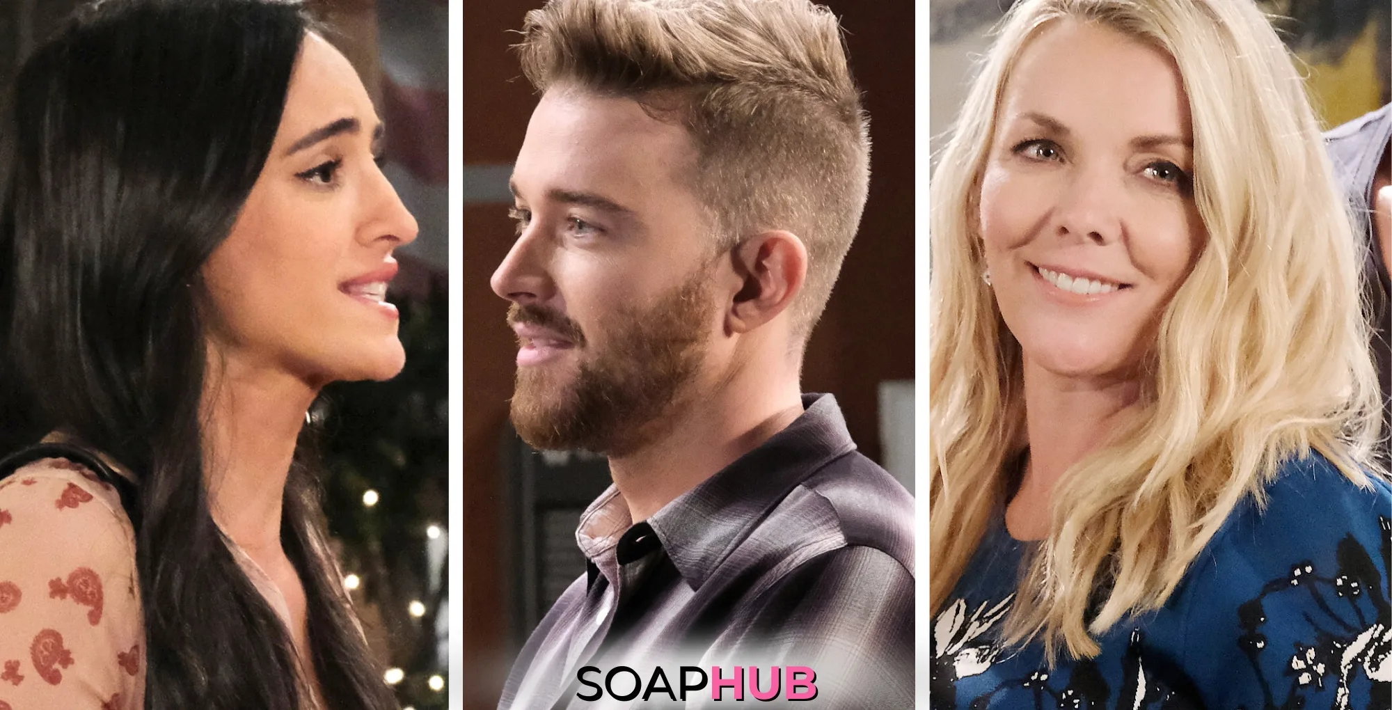 Gabi, Will, and Carrie on Days of our Lives with the Soap Hub logo across the bottom.