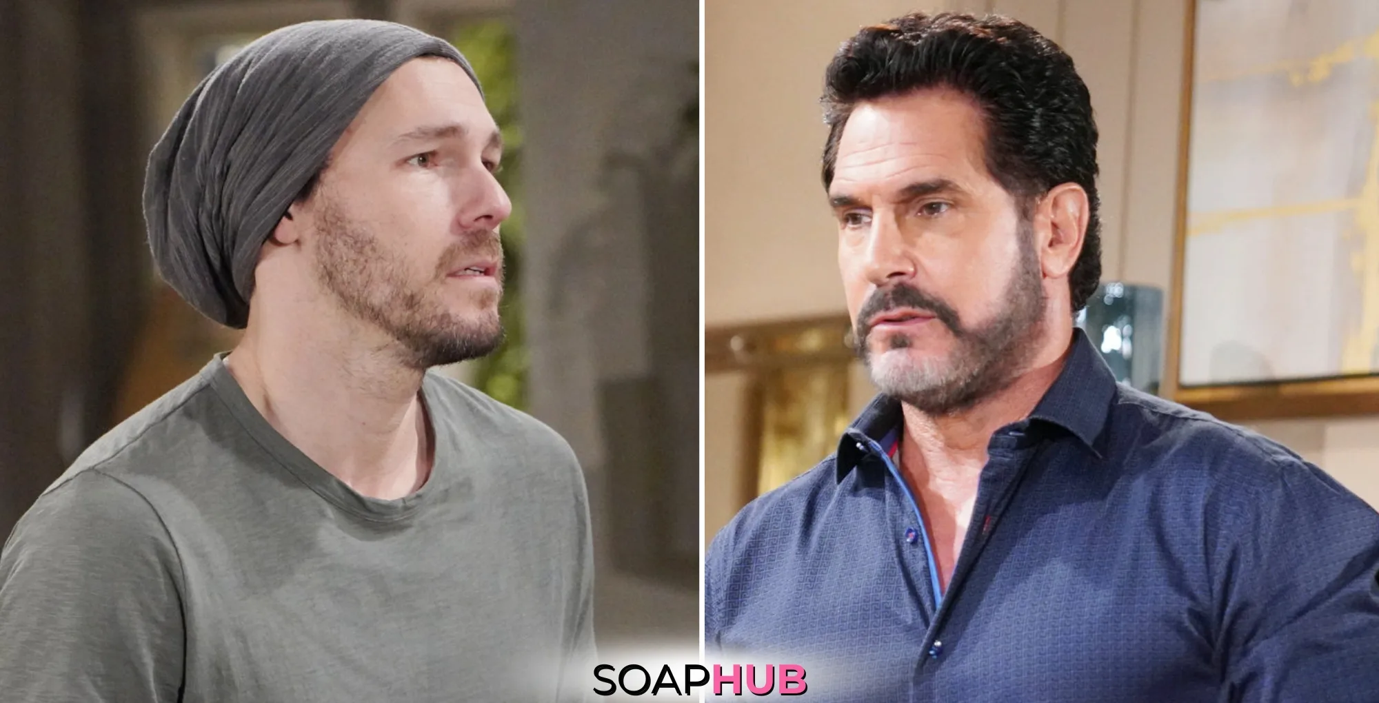 Bold and the Beautiful Must Watch Moments May 9 Liam and Bill with the Soap Hub logo.