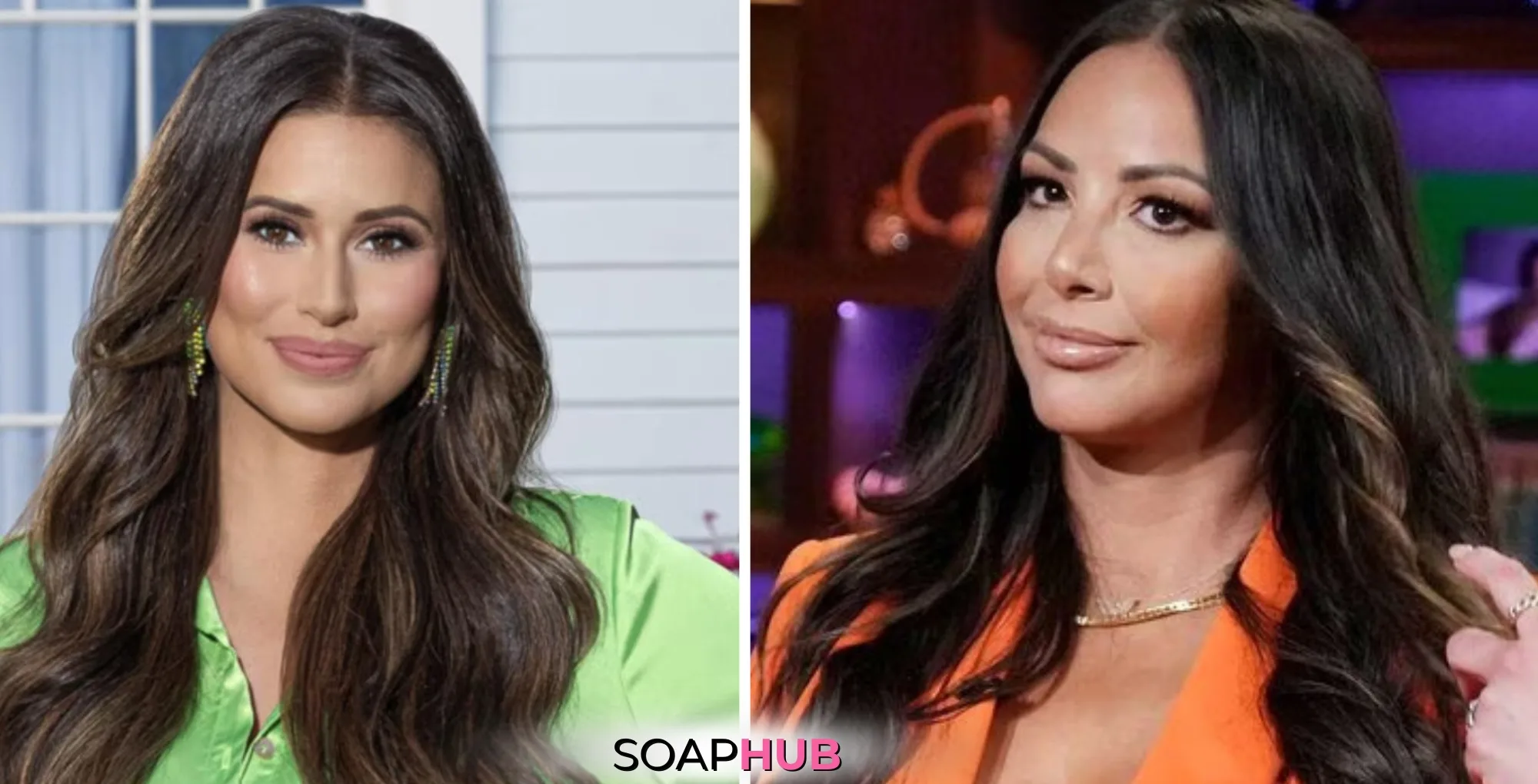 The Valley reunion Nia Sanchez and Kristen Doute with the Soap Hub logo.