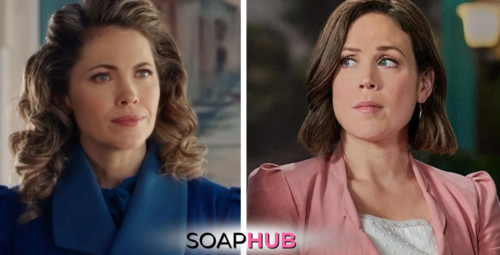 When Calls the Heart Season 13 Rosemary and Elizabeth with the Soap Hub logo.