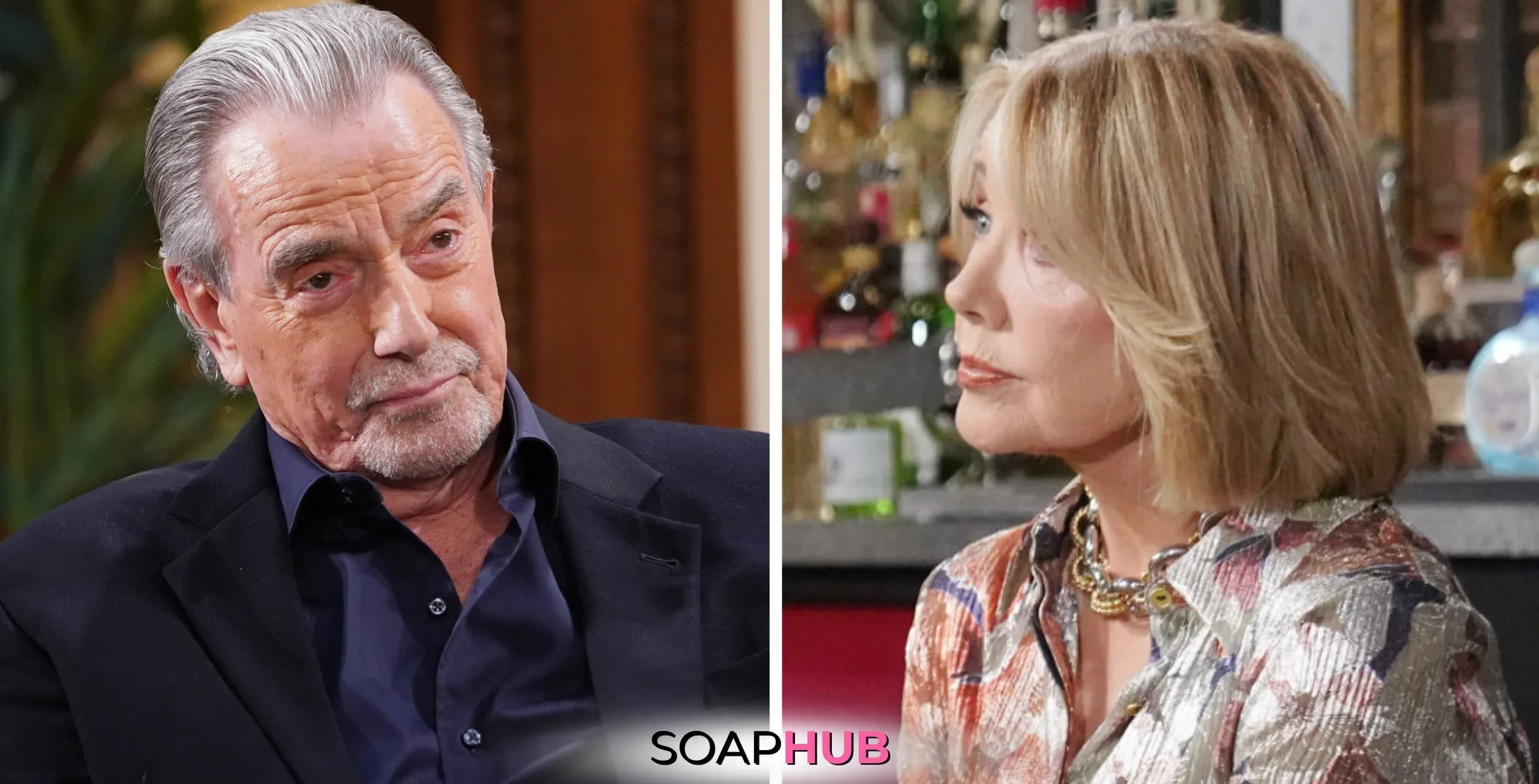 Young and the Restless Spoilers May 9 Victor and Nikki with the Soap Hub logo.