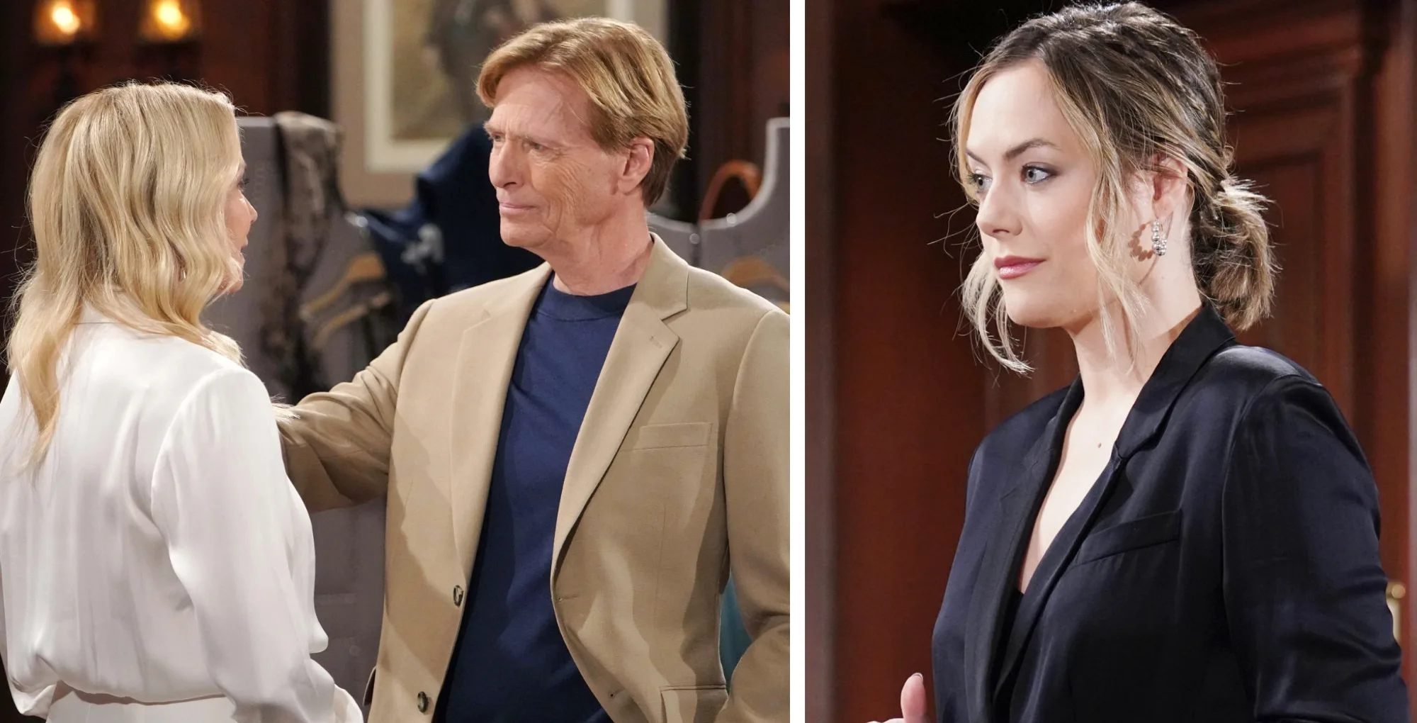 The Bold and the Beautiful characters Brooke, Nick, and Hope.