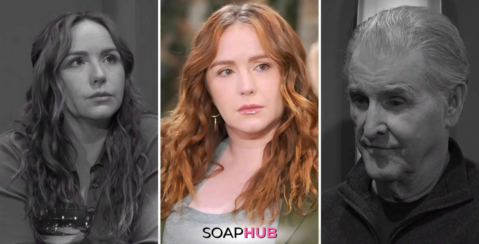 Mariah and mystery man on Young and the Restless with the SoapHub logo.