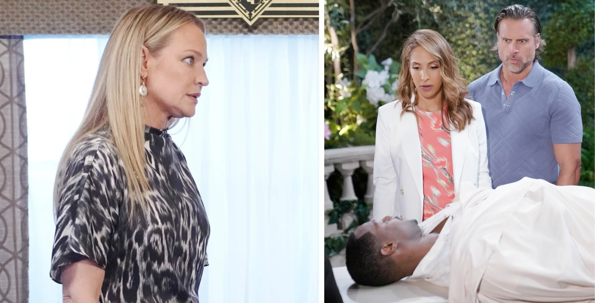 The Young and the Restless characters Sharon, Lily, Nick, and Damian.