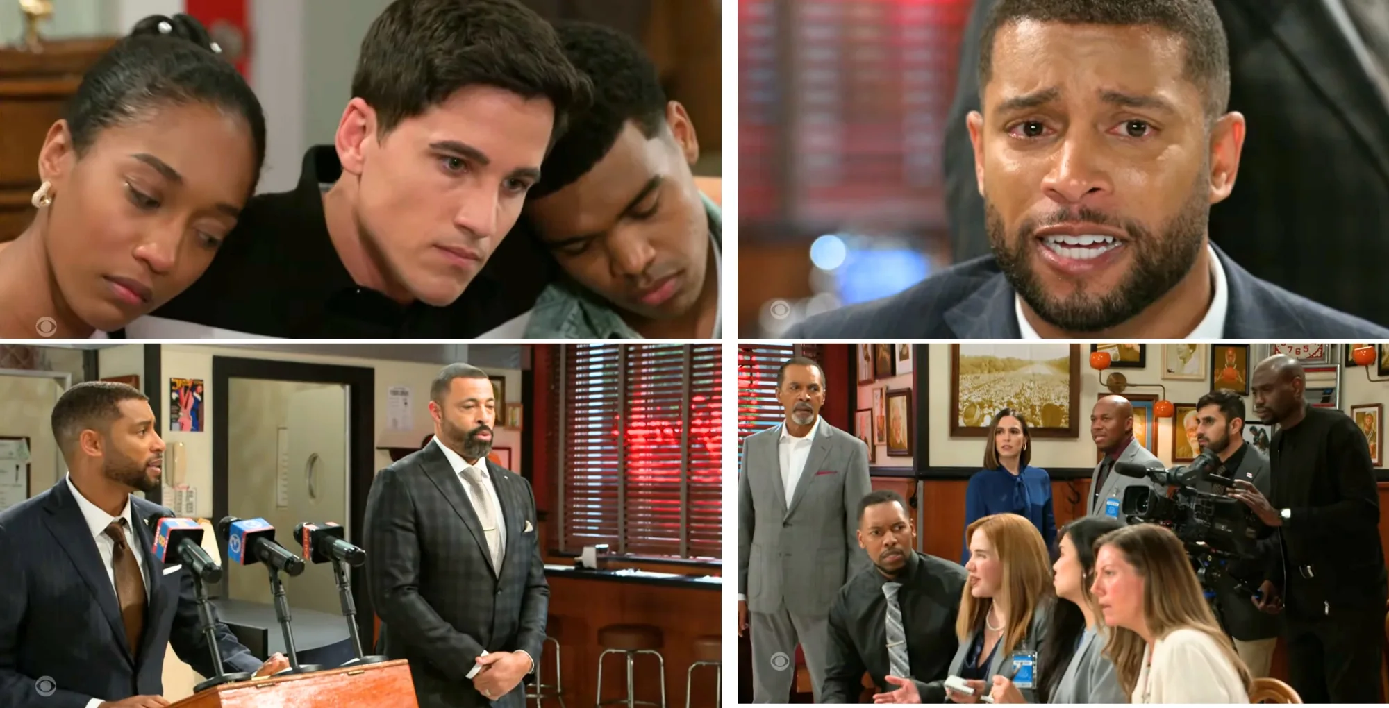 Martin, Bill, Smitty, Tyrell, Samantha, the media in the Tuesday, July 15 episode of Beyond the Gates.