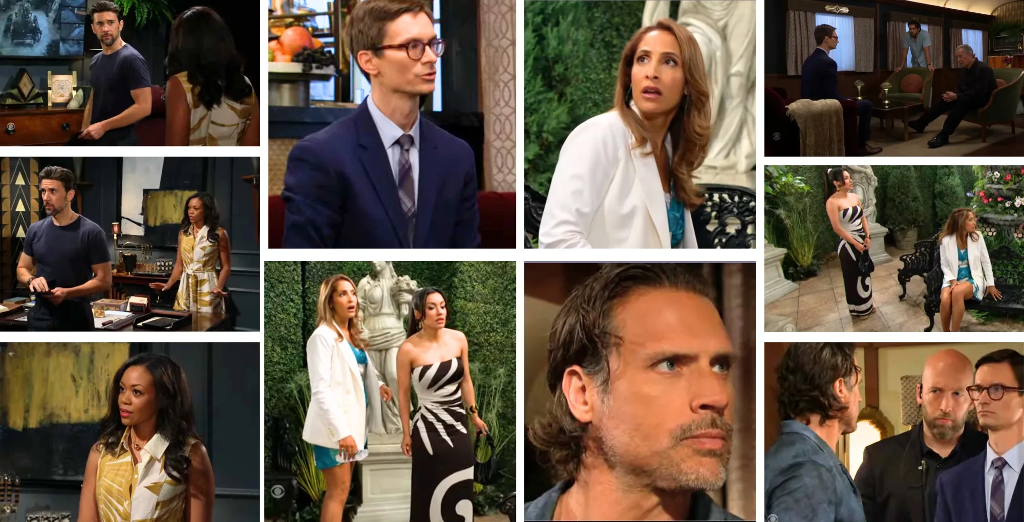 The Young and the Restless characters Cane, Amanda, Carter, Lily, Audra, Nick, Chance, and Victor.