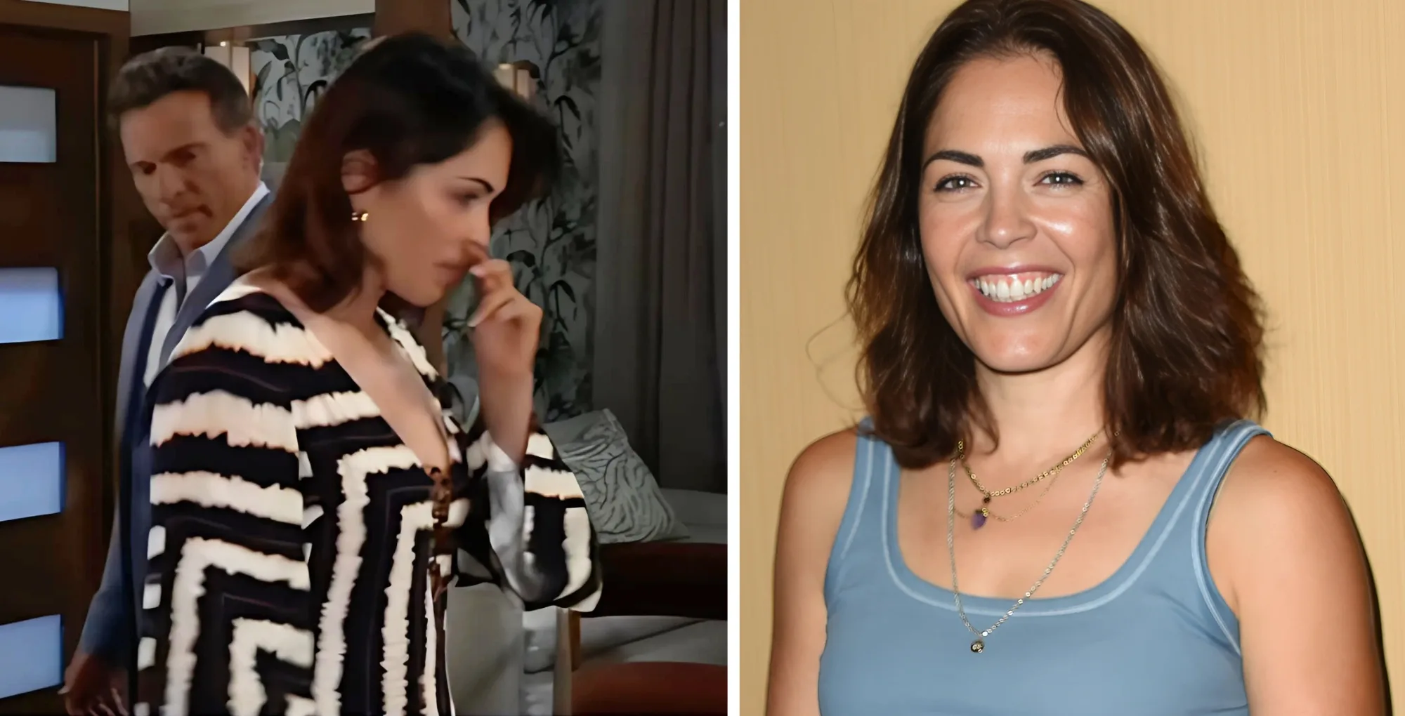 Kelly Thiebaud and Steve Burton as Britt and Jason on General Hospital.