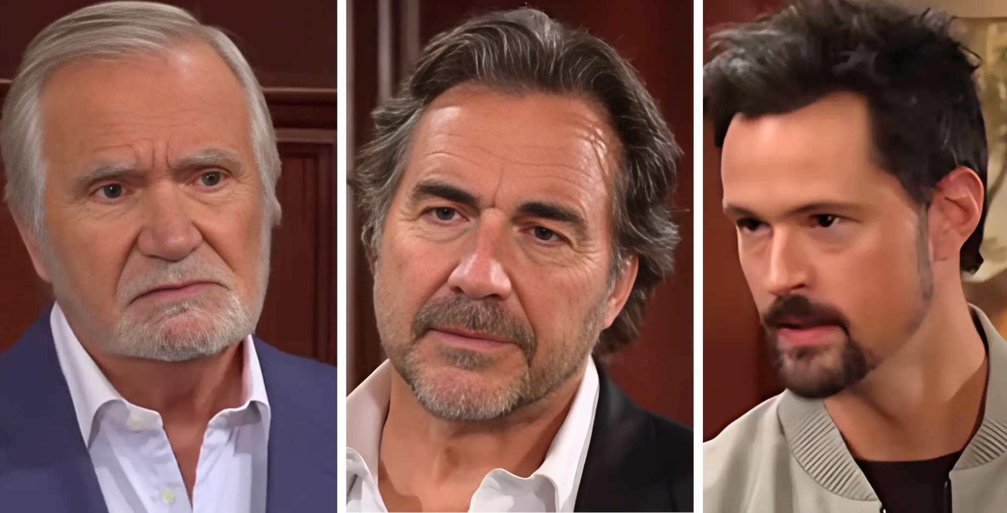 John McCook, Thorsten Kaye, and Matthew Atkinson as Eric, Ridge, and Thomas Forrester.