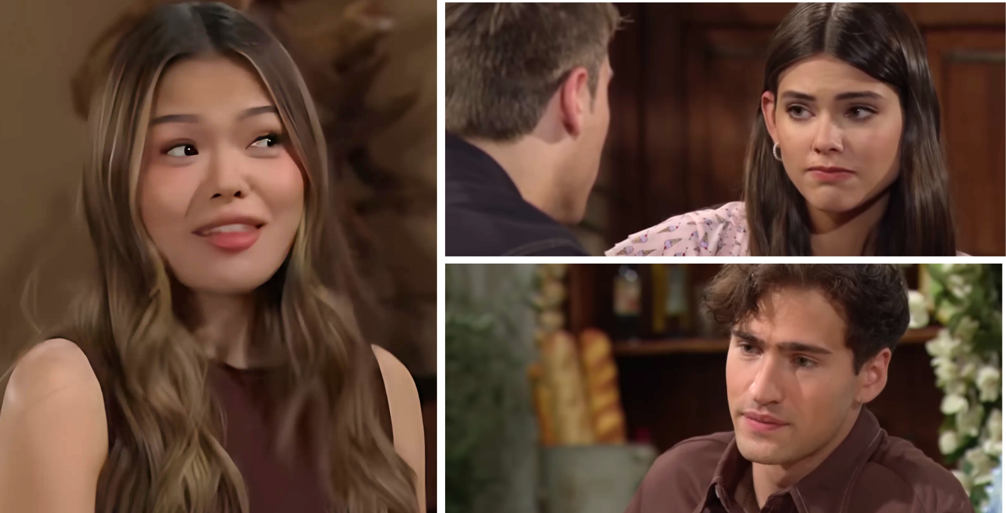 Lisa Yamada as Luna, Crew Morrow and Laneya Grace as Will and Electra, and Harrison Cone as Deke on The Bold and the Beautiful.