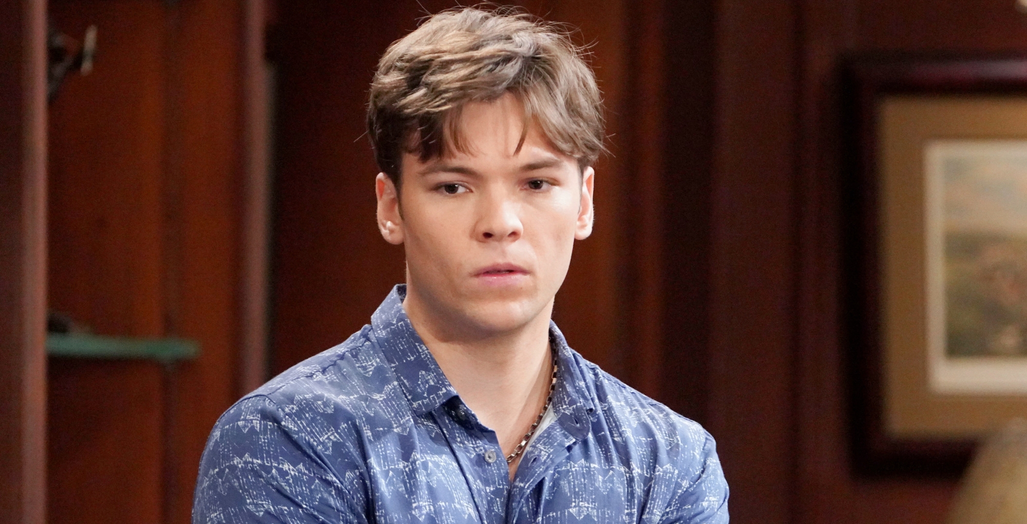 The Bold and the Beautiful character RJ in the Forrester Creations CEO office.