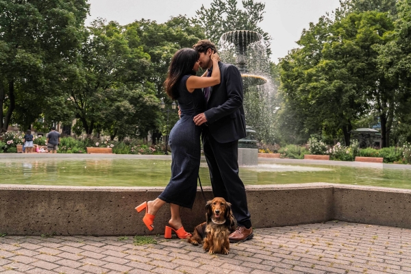 Emeraude Toubia as Issa and Carter Jenkins as Theo in Paws in the City.