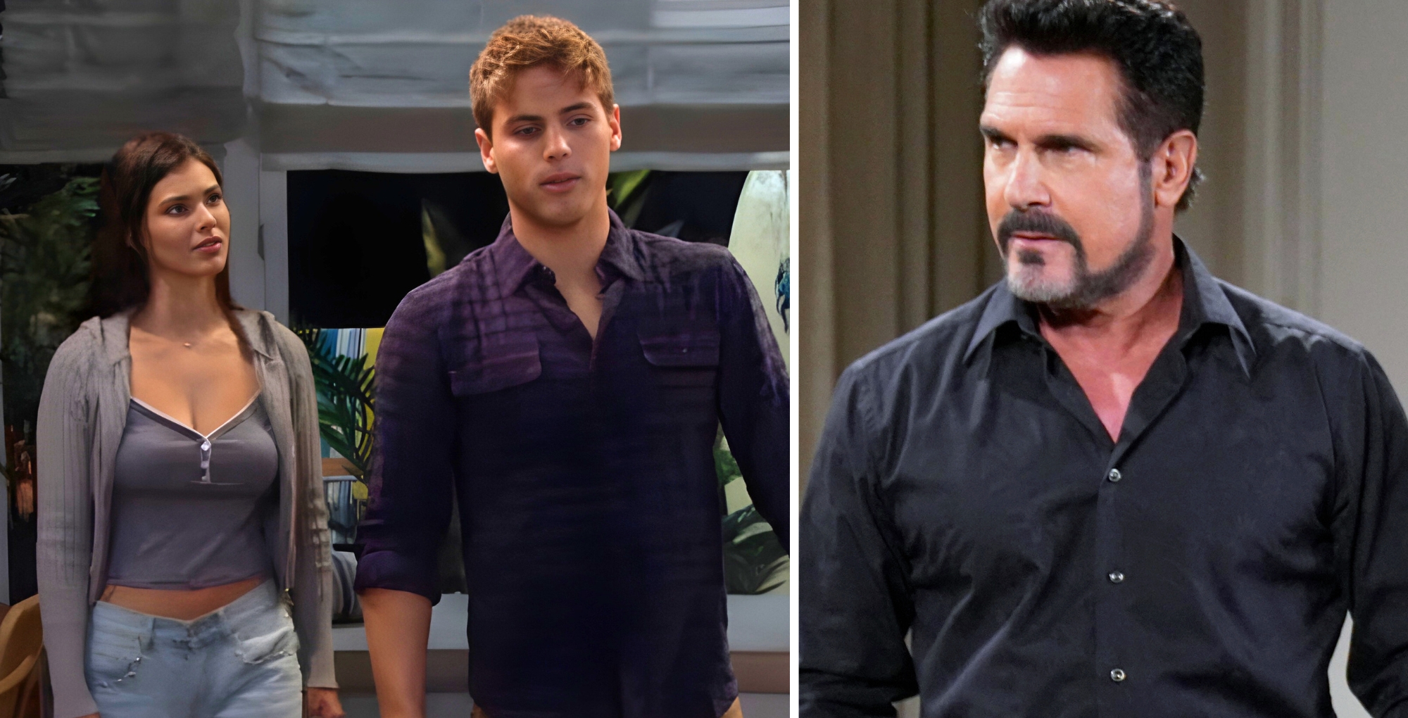 The Bold and the Beautiful characters Electra, Will, and Bill.