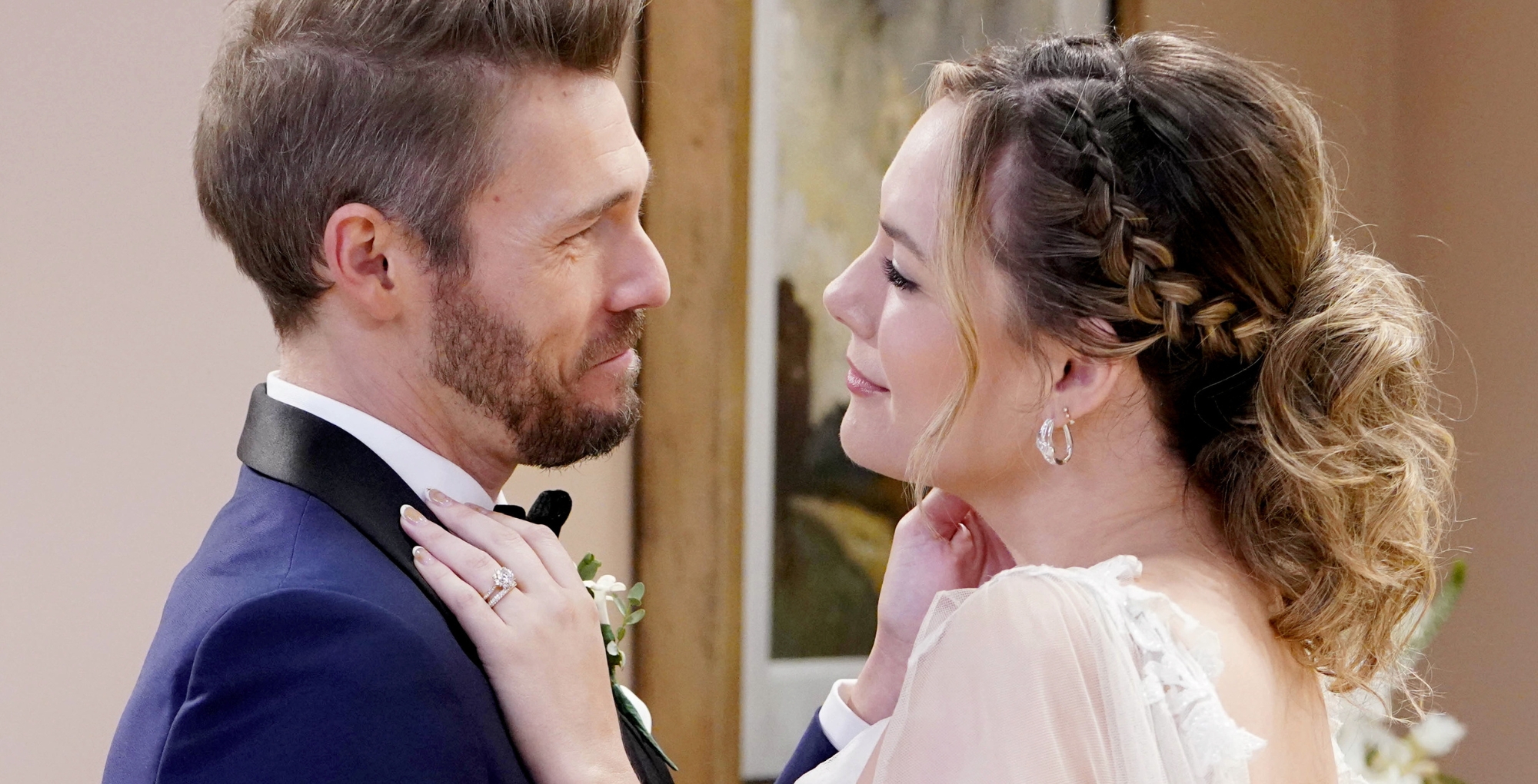 Hope and Liam at their wedding on Bold and the Beautiful.