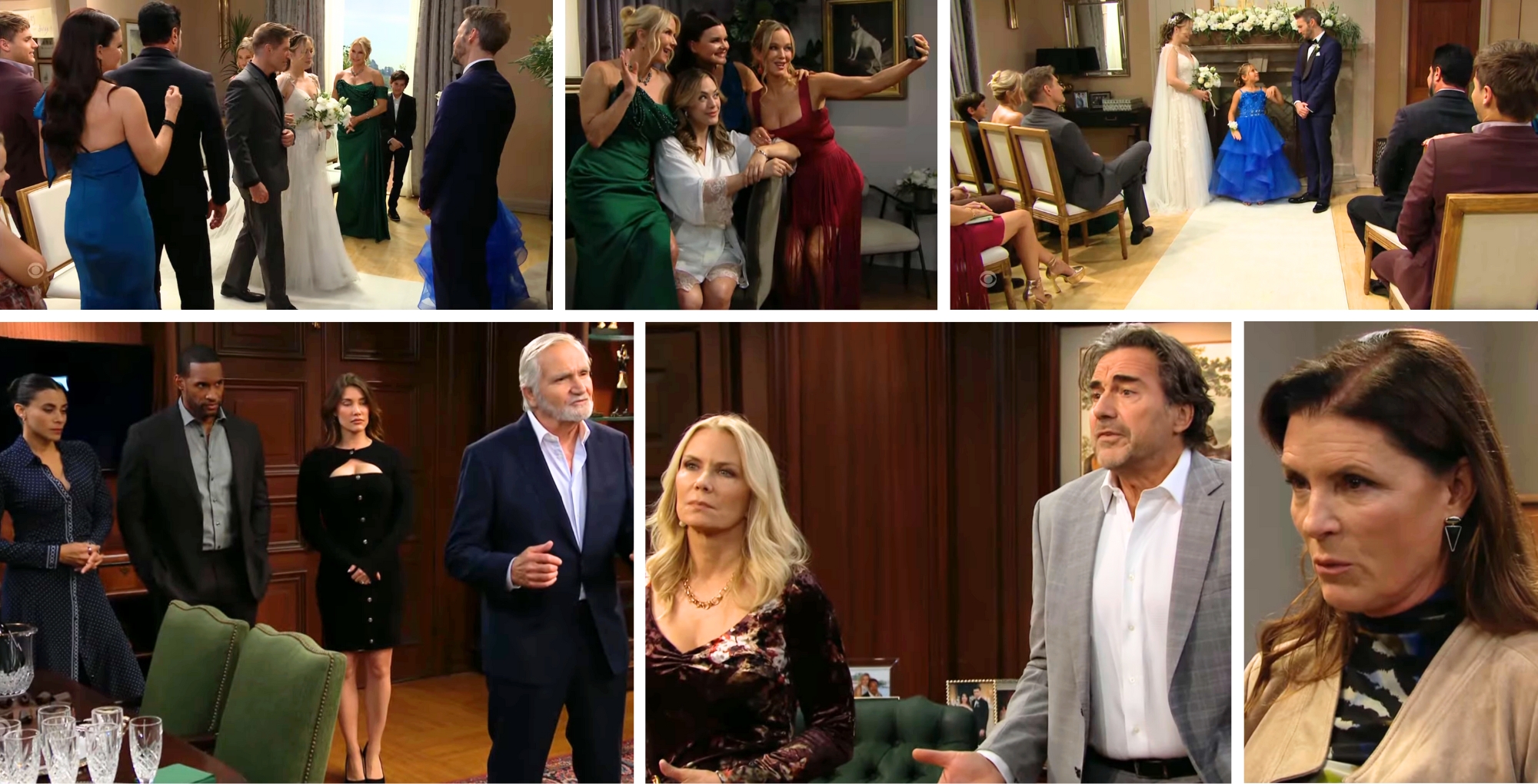 The Bold and the Beautiful characters Deacon, Hope, Brooke, Katie, Donna, Beth, Liam, Daphne, Carter, Steffy, Eric, Brooke, Ridge, and Sheila.