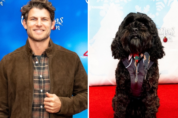 Actor Travis Van Winkle and his dog, Karen, at That's 4 Entertainment's Christmas Con