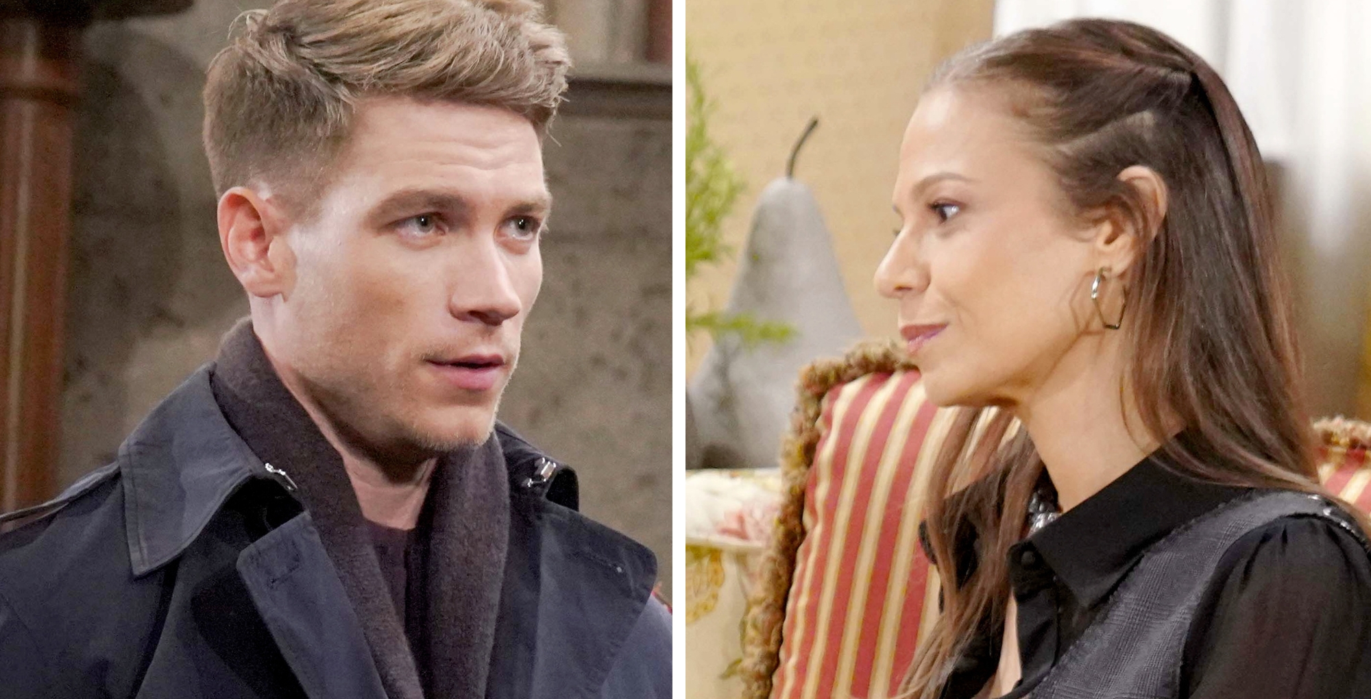 Lucas Adams as Noah Newman and Tamara Braun as Sienna Bacall on Young and the Restless