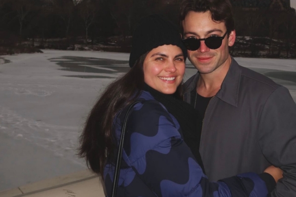 Alicia Ruelas and Rory Gibson walk in Central Park on a visit to NYC