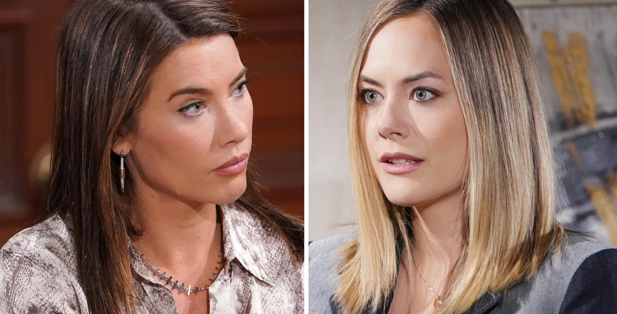 Jacqueline MacInnes Wood as Steffy Forrester and Annika Noelle as Hope Logan on Bold and the Beautiful