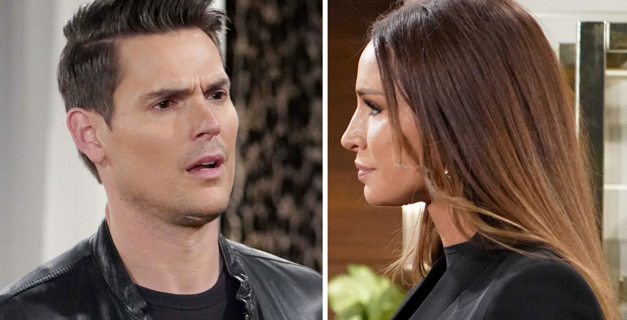 Mark Grossman as Adam Newman and Tina Casciani as Riza on Young and the Restless