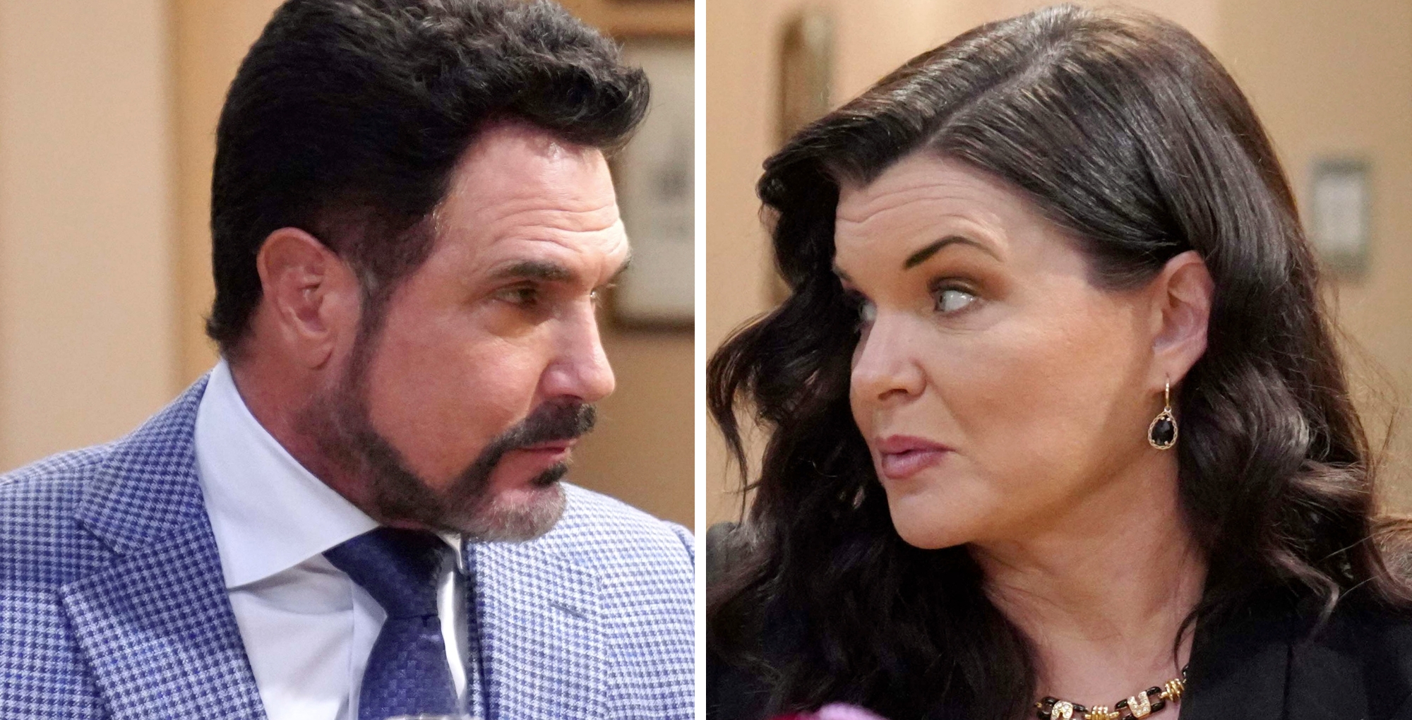Don Diamont as Bill Spencer and Heather Tom as Katie Logan on Bold and the Beautiful