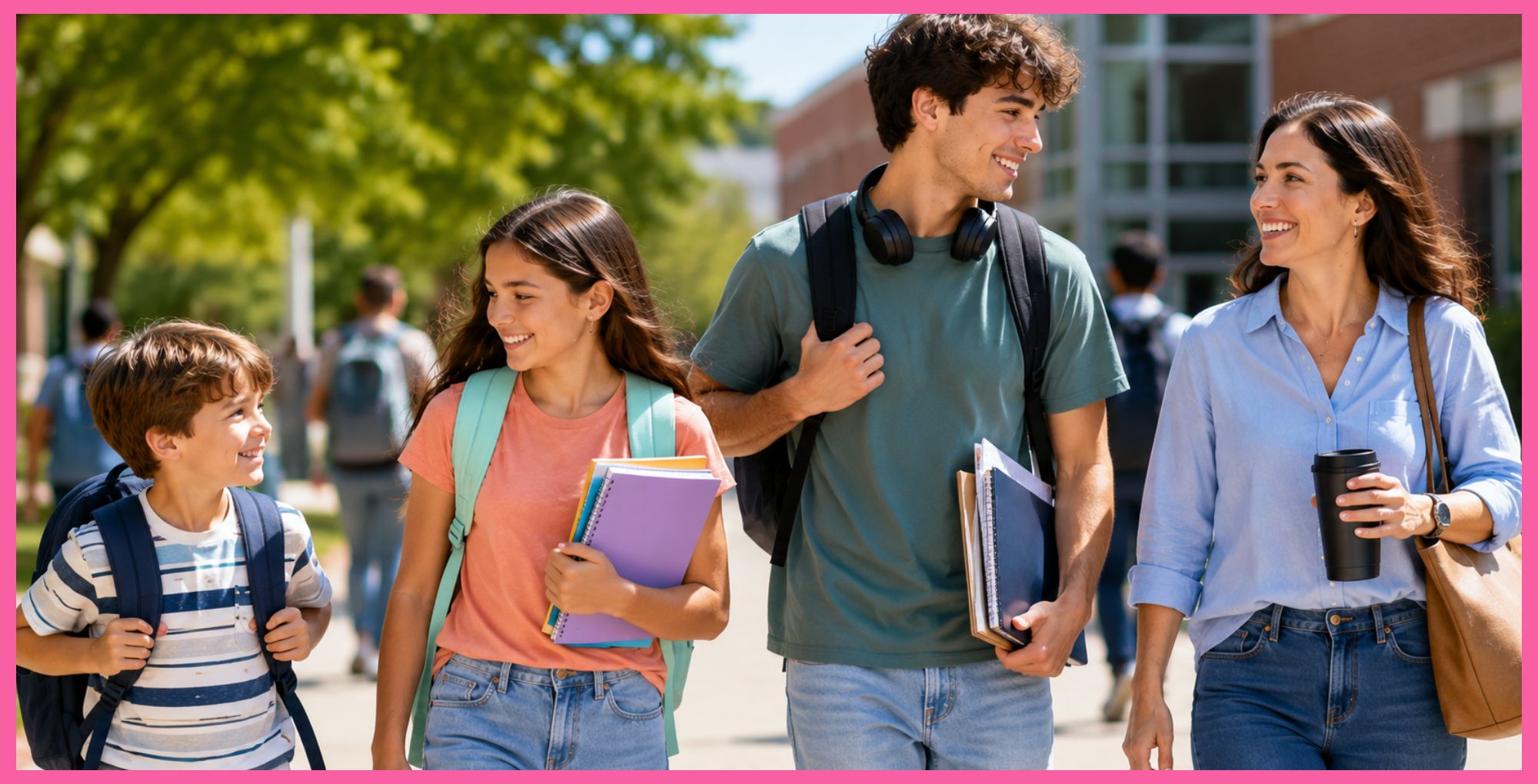 Back to school buying guide mother with two boys and a girl.