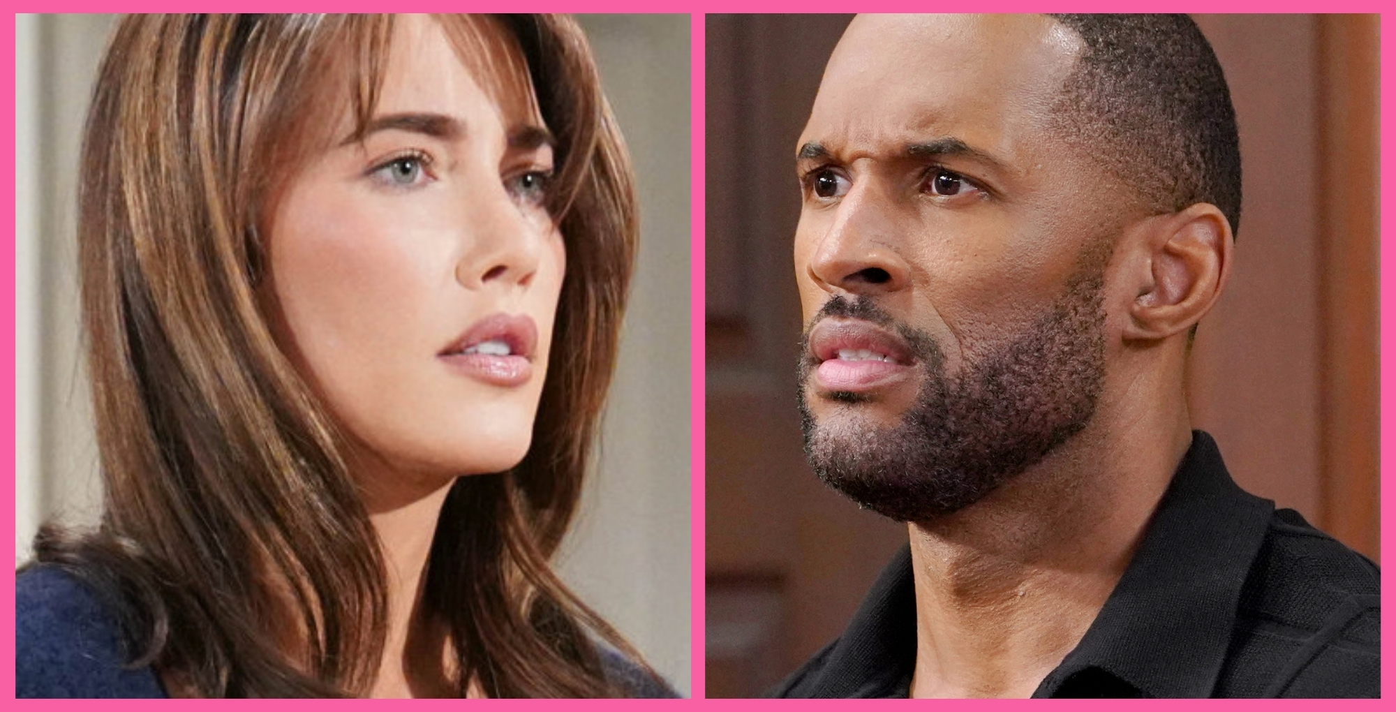 Jacqueline MacInnes Wood as Steffy Forrester and Lawrence Saint-Victor as Carter Walton on Bold and the Beautiful