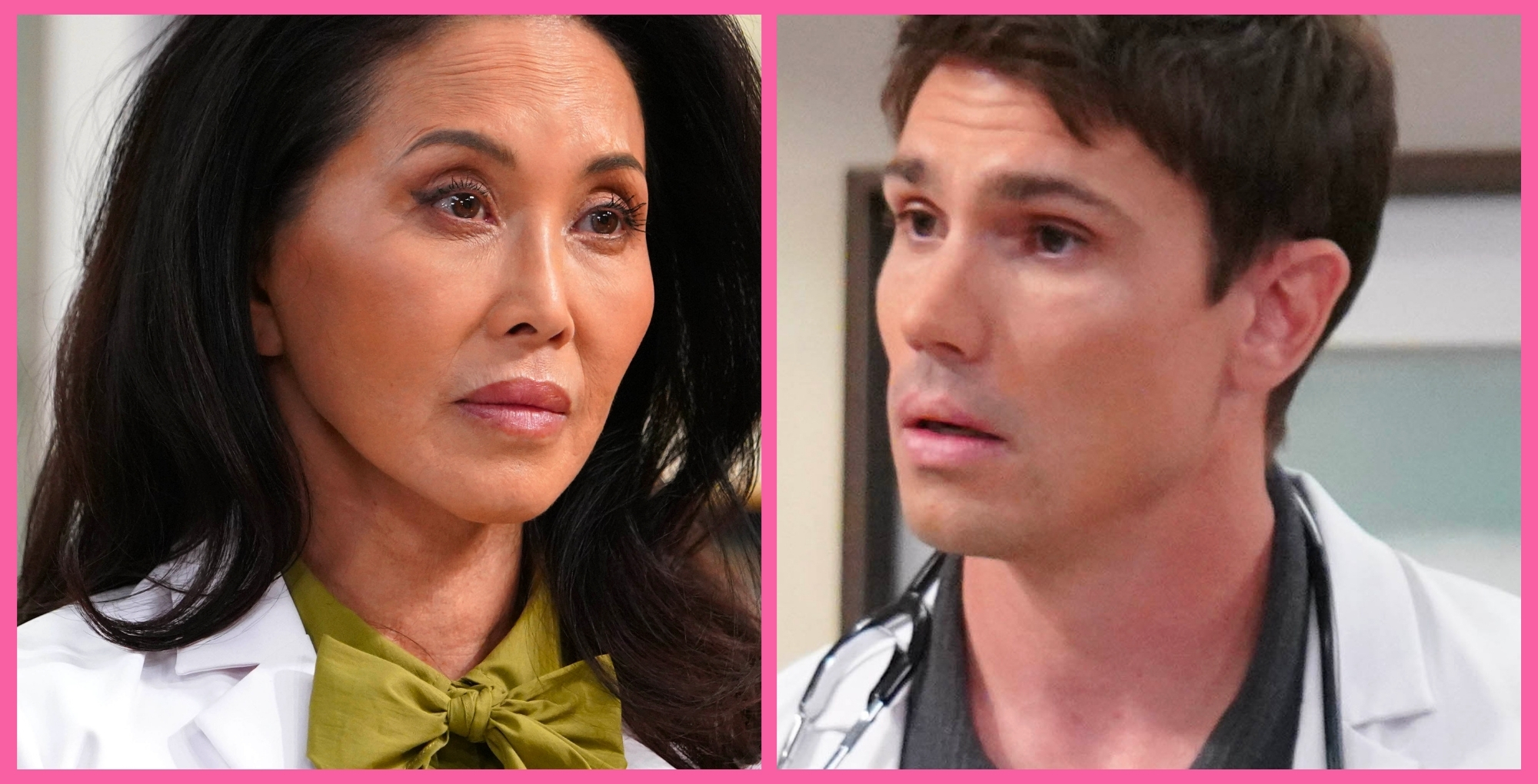 Naomi Matsuda as Li Finnegan and Tanner Novlan as John Finnegan on Bold and the Beautiful